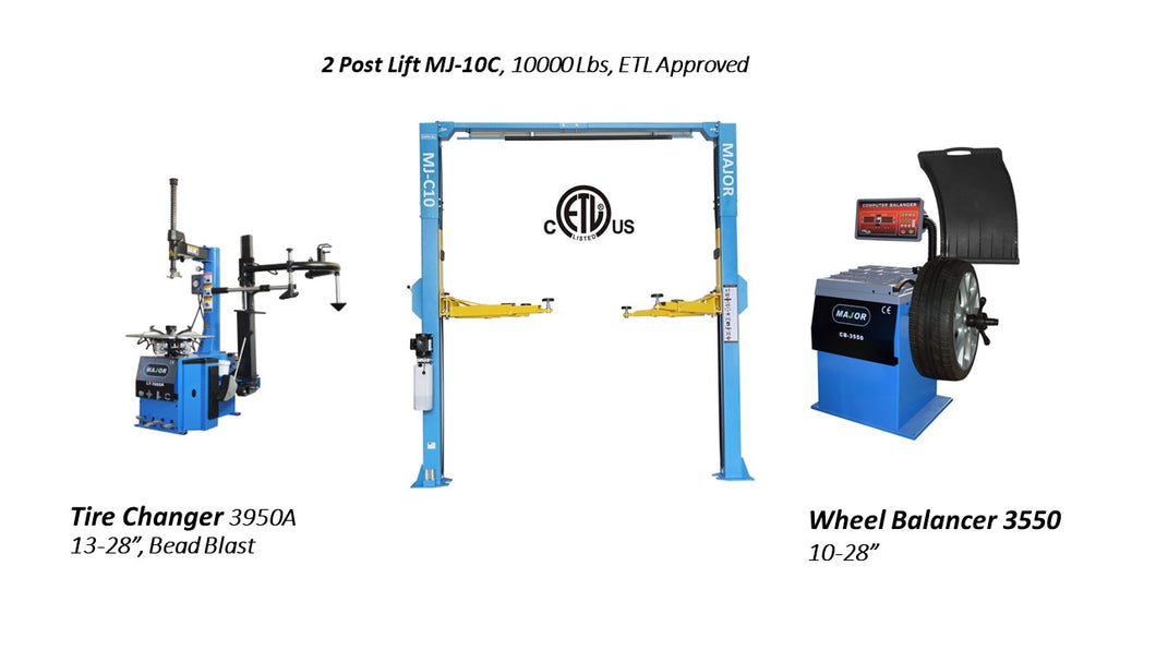 2 Posts Lift 10000 Lbs | Tire Changer 3950A | Wheel Balancer 3550 Combo | Lowest Price For Commercial Grade